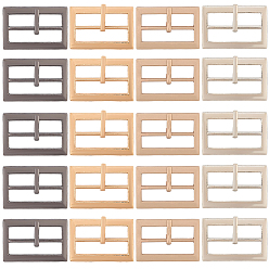 (52) Непрозрачная лаванда 20шт 4 цвета пряжки из сплава, пряжки-регуляторы с тремя скользящими фиксаторами, прямоугольные, разноцветные, 30x20 мм, 5 шт / цвет