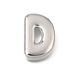 Letter D Прелести латунных слайд, буквы, цвет нержавеющей стали, Буква D, 25x16.5x5 мм, отверстие : 11x2 мм