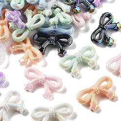 (52) Непрозрачная лаванда Непрозрачные акриловые бусины с УФ-покрытием, радужный, бантом со звездой, разноцветные, 20.5x34x10 мм, отверстие : 2.5 мм