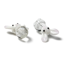 White Handmade Bunny Lampwork Beads, Rabbit Beads, White, 25~28x18~20x13~14mm, Hole: 1mm