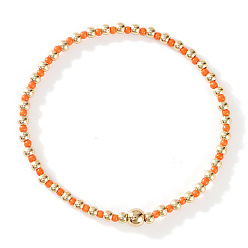 Оранжевый Браслеты из стеклянных бусин и бусин CCB, составные браслеты для женщин, оранжевые, 7-7/8 дюйм (20 см), внутренний диаметр: 6-1/2 дюйм (16.5 см)