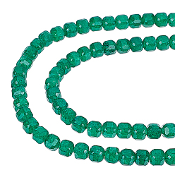 Зеленый 2 нити натуральные бусины из агата нити, окрашенные, граненый стол, вырезанный куб, зелёные, 5~6x5.5~6x5.5~6 мм, отверстие : 1 мм, около 61 шт / нитка, 12.87'' (32.7 см)