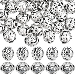Plata Antigua 240 piezas de cuentas de aleación de estilo tibetano, sin plomo y el cadmio, rondo, plata antigua, 6 mm, agujero: 1.5 mm