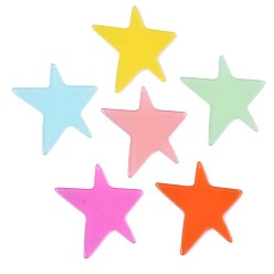 (52) Непрозрачная лаванда Полупрозрачные подвески из ацетата целлюлозы (смолы), ровный цвет, звезда, разноцветные, 41.5x40x2.5 мм, отверстие : 1 мм