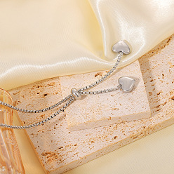 Нержавеющая Сталь Цвет 304 Колье-лариата из нержавеющей стали с кисточкой в форме сердца для женщин, без потускнения, цвет нержавеющей стали, 16.14 дюйм (41 см) ~ 19.69 дюйм (50 см)