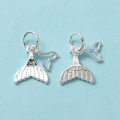 Серебро Стойки обшивки латунные подвески, без кадмия и без свинца, долговечный, с целью перехода в кольце, очарование рыбий хвост, серебряные, 15 мм, отверстие : 4.5 мм