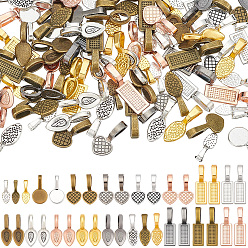 (52) Непрозрачная лаванда 120шт. сплава клееные плоские накладки дужки, смешанные формы, разноцветные, 15~25.5x5~9.5x1~1.5 мм, отверстие : 3~5x4.8~7.5 мм