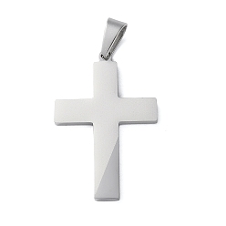 Нержавеющая Сталь Цвет 304 подвески из нержавеющей стали, крест очарование, анти-тускнение, матовые, цвет нержавеющей стали, 39x26x2.5 мм, отверстие : 9x5.5 мм