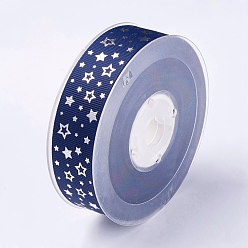 Blau Polyester Ripsband, Stern-Muster, Blau, 1 Zoll (25 mm), etwa 100yards / Rolle (91.44 m / Rolle)
