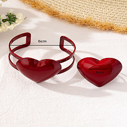 Красный Комплекты ювелирных изделий из гальванического сплава, включая браслеты-манжеты и кольца-манжеты, сердце, красные, внутренний диаметр: 60 мм