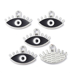Black CCB Plastic Enamel Pendants, Evil Eye, Black, 14.5x21x2.5mm, Hole: 2.2mm