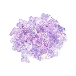 Prune Galvanoplastie perles de verre transparentes, papillon, de couleur plaquée ab , demi-plaqué, prune, 9.5x11x3.5~4mm, Trou: 1.2~1.4mm, environ2220 pcs / 1000 g