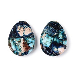 Прусский Синий Подвески из окрашенной натуральной императорской яшмы, слезинки, берлинская лазурь, 25~25.5x18~18.5x5.5~6.5 мм, отверстие : 1~1.5 мм