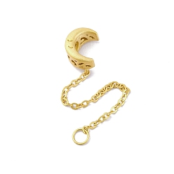 Золотой 925 стерлинговое серебро с цепочкой на концах, луна, золотые, 70x9.5 мм, отверстие : 3.5 мм