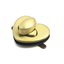 Brushed Antique Bronze Замки для кошельков из сплава, принадлежности для изготовления женских сумок, сердце, щеткой античная бронза, 2.6x3 см