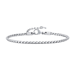 Нержавеющая Сталь Цвет Из нержавеющей стали цепи браслеты, Цепи пшеницы, цвет нержавеющей стали, 7-1/8 дюйм (18 см)