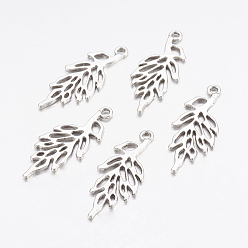 Antique Silver Tibetan Style Alloy Pendants, Cadmium Free & Nickel Free & Lead Free, Leaf, Antique Silver, 29x11x1mm, Hole: 1mm