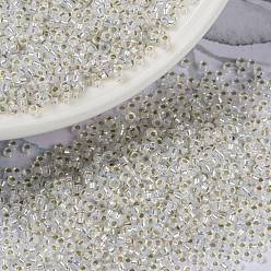 (RR551) Опаловый с Позолотой Миюки круглые бусины рокайль, японский бисер, (rr 551) позолоченный опал, 15/0, 1.5 мм, Отверстие : 0.7 мм , около 27777 шт / 50 г