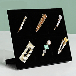 Черный Бархатный органайзер с зажимом для волос с прорезями для женщин и девочек, подставка для заколки для волос для домашнего рабочего стола, прямоугольные, чёрные, 6 см