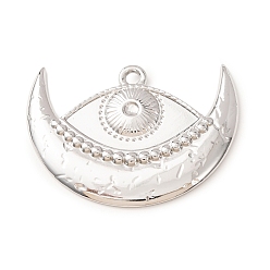 Stainless Steel Color 304 Stainless Steel Pendants, Moon with Evil Eye Charms, Long-Lasting Plated, Stainless Steel Color, 33x45.5x3mm, Hole: 3mm, tray: 3mm