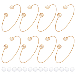 Golden DIY Bangle Making Kits, including 304 Stainless Steel Cuff Blank Bangle Bases and Glass Cabochons, Golden, 7.5~8x3mm