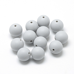 Light Grey Food Grade Eco-Friendly Silicone Beads, Round, Light Grey, 12mm, Hole: 2mm