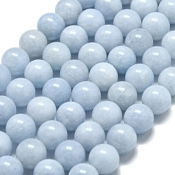 Светло-Голубой Натуральный Malaysia нефритовые бусы пряди, окрашенная и подогревом, круглые, Небесно-голубой, 10 мм, отверстие : 1.2 мм, около 39 шт / нитка, 14.96 дюйм (38 см)