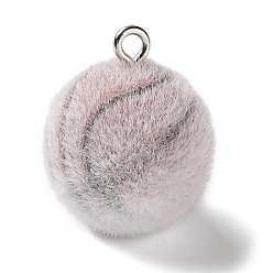 Basketball Флокированные непрозрачные подвески из смолы на спортивную тематику, с железной платиной петлей, баскетбол, 17 мм, отверстие : 2 мм