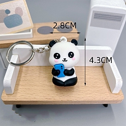 Темно-Голубой Пвх пластиковый брелок, мультфильм панда, глубокое синее небо, кулон: 4.9x3.5 см