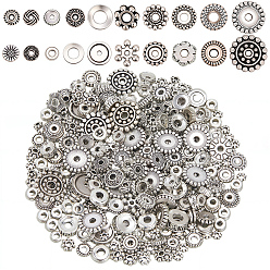 Античное Серебро 2 устанавливает проставки из сплава, разнообразные, античное серебро, 6~16x6~16x1~12 мм, отверстие : 0.8~5 мм, около 50 г / набор