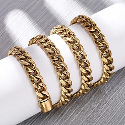 Настоящее золото 18K 8мм 304 кубинские звенья из нержавеющей стали, ожерелья для унисекс, ионное покрытие (ip), реальный 18 k позолоченный, 25.91 дюйм (65.8 см)