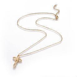 Золотой 304 подвесные из нержавеющей стали ожерелья, с когтями омара застежками и кабельных цепей, крестик, золотые, 18.1 дюйм (46 см), Кулон : 29x18x3 мм