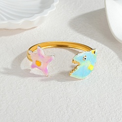 Mixed Shapes Океан 304 эмалированные браслеты-манжеты из нержавеющей стали для женщин, с блеском порошок, разнообразные, внутренний диаметр: 1-3/4x2-1/4 дюйм (4.4x5.7 см)