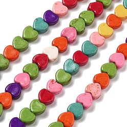 (52) Непрозрачная лаванда Синтетических нитей бирюзовые бусы, окрашеные, сердце, разноцветные, 5~5.5x6x3 мм, отверстие : 1.4 мм, около 75 шт / нитка, 14.80'' (37.6 см)