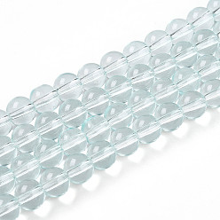 Светло-голубой Краска для выпечки, прозрачные стеклянные бусины, нити, круглые, светло-голубой, 8~8.5 мм, отверстие : 1.4 мм, около 102~104 шт / нитка, 29.92~30.31 дюйм (76~77 см)