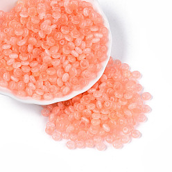 Легкий Лосось Бисер из стекла , имитация шарики глаза кота, рондель, светлый померанцевый, 6x3 мм, отверстие : 1 мм, Около 2500 шт / фунт