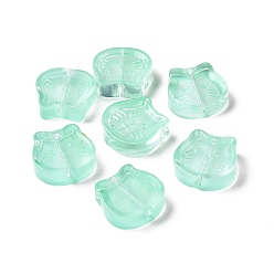 Аквамарин Прозрачные брызги, окрашенные распылением, кошка, аквамарин, 13.5x14x5 мм, отверстие : 1.2 мм