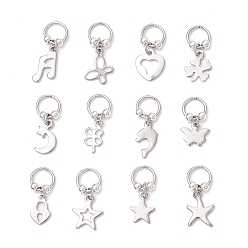 Нержавеющая Сталь Цвет 304 подвески из нержавеющей стали смешанной формы, с прыжковых колец, цвет нержавеющей стали, 16.5~22x8~9.5x3 мм, отверстие : 6 мм