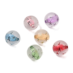 (52) Непрозрачная лаванда Прозрачные акриловые бусины, окрашенные спреем, круглая со звездой, матовые, металла обвитые, разноцветные, 15.5 мм, отверстие : 3 мм