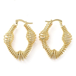 Golden Rack Plating Brass Wire Wrap Twist Oval Hoop Earrings, Golden, 38.5~39x30~30.5x9.5mm