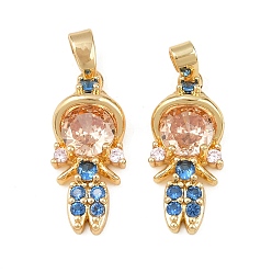 Разноцветный Латунные микро проложить кубического циркония подвески, гриль, стойки покрытие, без кадмия и без свинца, долговечный, золотые, красочный, 19x8.5x5 мм, отверстие : 2x4 мм