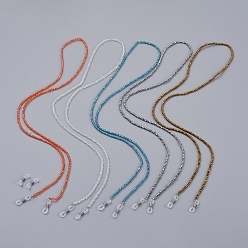 Mixed Color Eyeglasses Chains, Neck Strap for Eyeglasses, with Electroplate Glass Beads, Brass Crimp Beads and Rubber Loop Ends, Mixed Color, 31.3 inch(79.5cm)