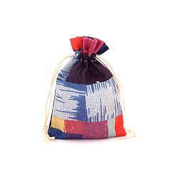 Квадрат Сумки для хранения из хлопчатобумажной ткани с прямоугольным принтом, мешочки для упаковки на шнурке, квадратный, 14x10 см