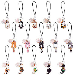 (52) Непрозрачная лаванда 15шт. сплав эмалированные мобильные ремешки. форма кошки, разноцветные, 83~102 мм, 15 шт / комплект