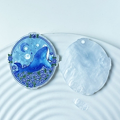 Васильковый Овальные акриловые подвески, кит, васильковый, 40x36 мм