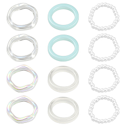 (52) Непрозрачная лаванда 4 наборы 2 цветные акриловые кольца для женщин, разноцветные, 3~5.5 мм, размер США 6 (16.5 мм ~ 18.1 мм), 2 наборы / цвет