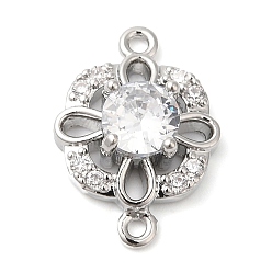 Платина Латунные подвески из прозрачного кубического циркония, цветочные квадратные ссылки, без кадмия, без никеля и без свинца, платина, 15x11x4 мм, отверстие : 1 мм