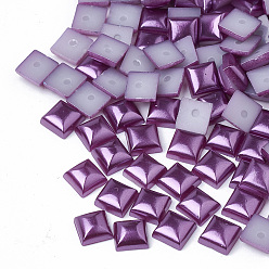 Medium Orchid ABS Plastic Imitation Pearl Cabochons, Square, Medium Orchid, 6x6x3.5mm, about 5000pcs/bag