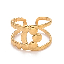 Golden Ion Plating(IP) 304 Stainless Steel Chunky Open Cuff Ring for Women, Golden, US Size 7 1/2(17.7mm)