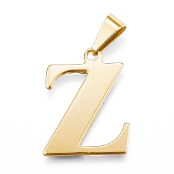 Letter Z 304 подвески из нержавеющей стали, золотые, Начальная letter.z, 27.5x20x1.5 мм, отверстие : 4x9.5 мм